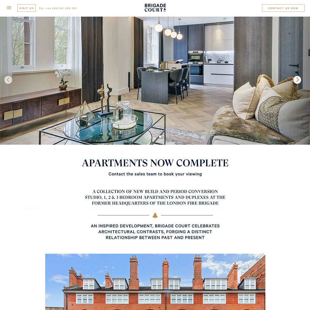 Custom ExpressionEngine property website designed for Brigade Court London