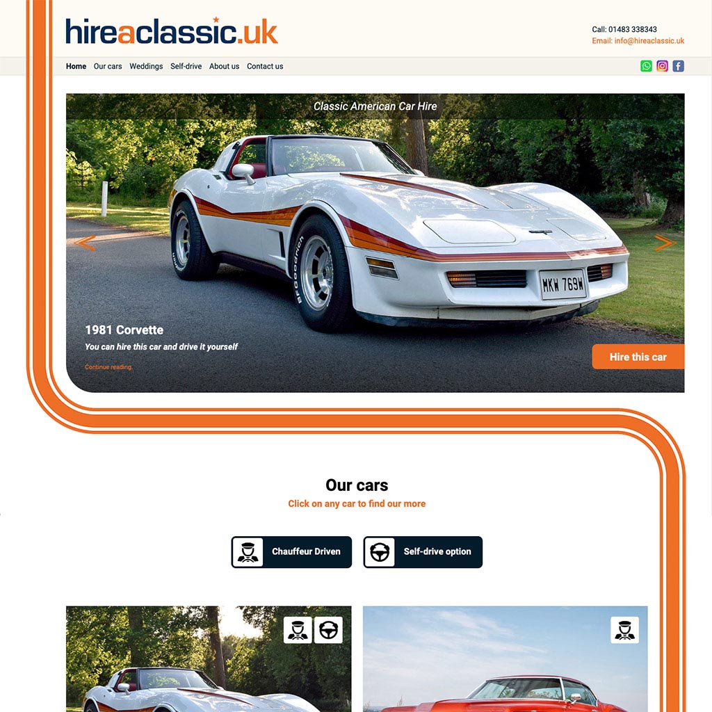 hireaclassic.uk car hire website UK