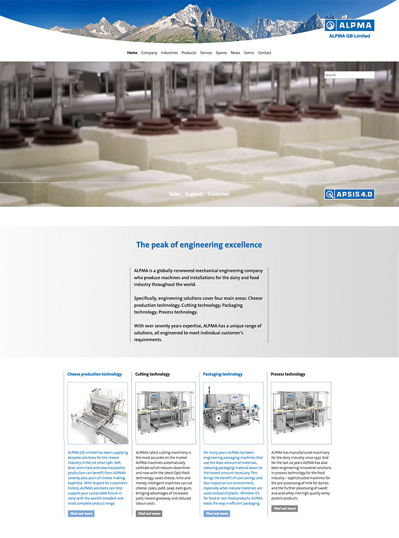 cheese manufacturing UK Website development design