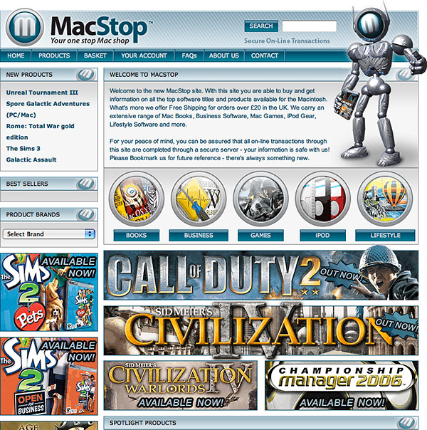 MacStop software games mac UK Website development design