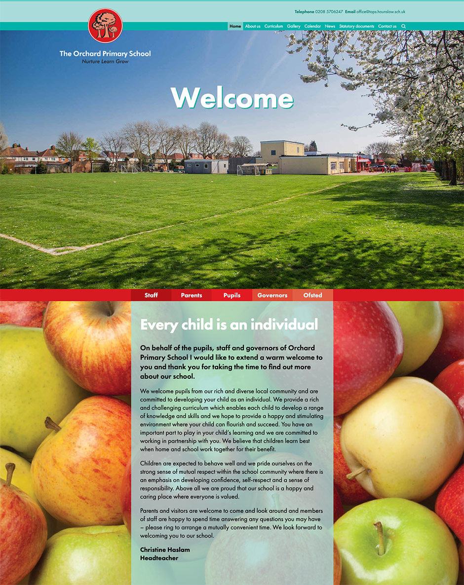 Orchard Primary School Website development design UK Hounslow London