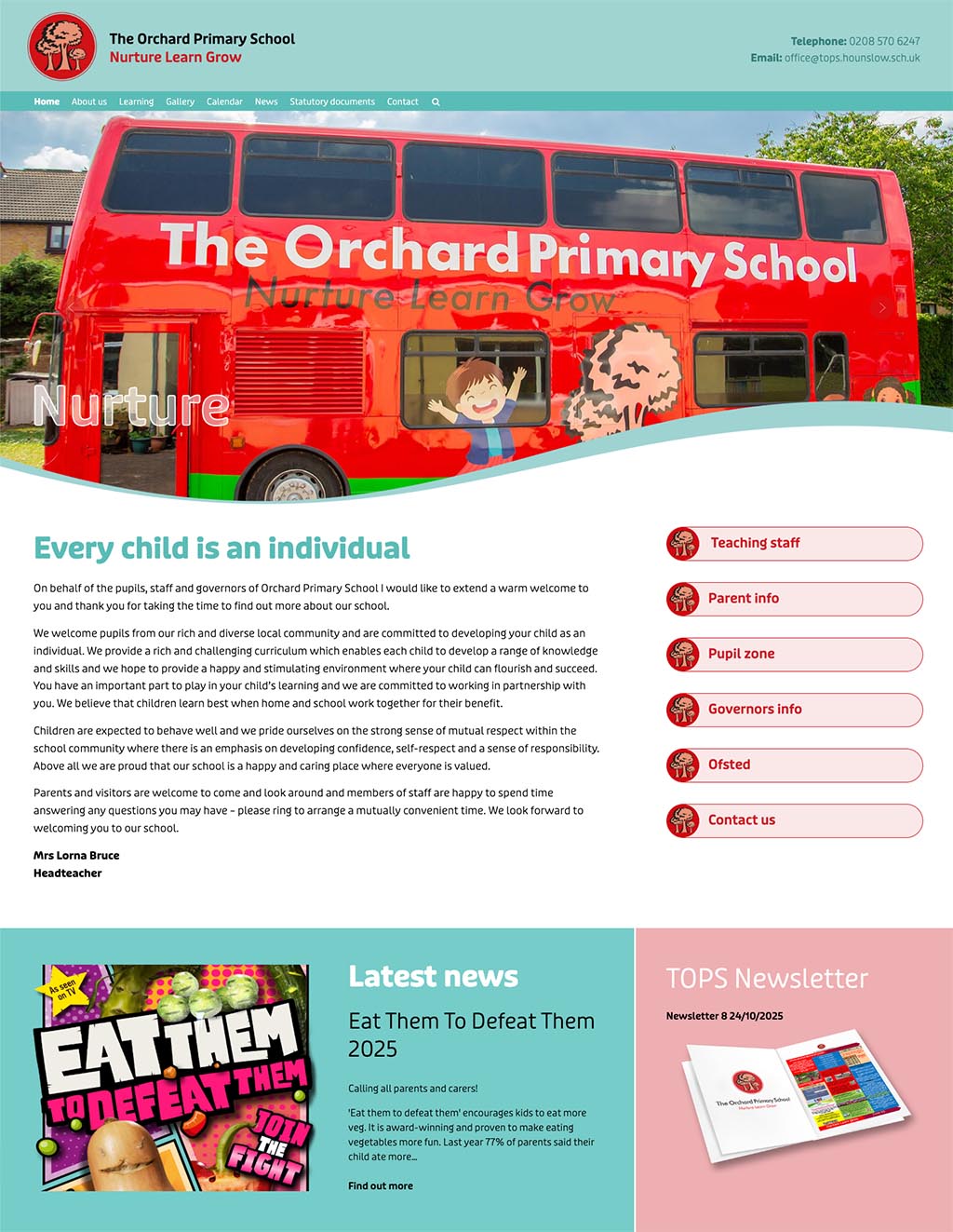 Orchard Primary School Website development design UK Hounslow London