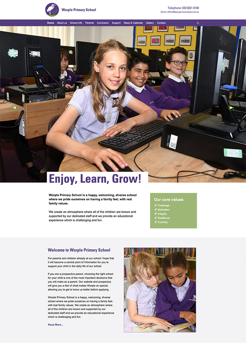 Worple Primary School Website development design UK Hounslow London