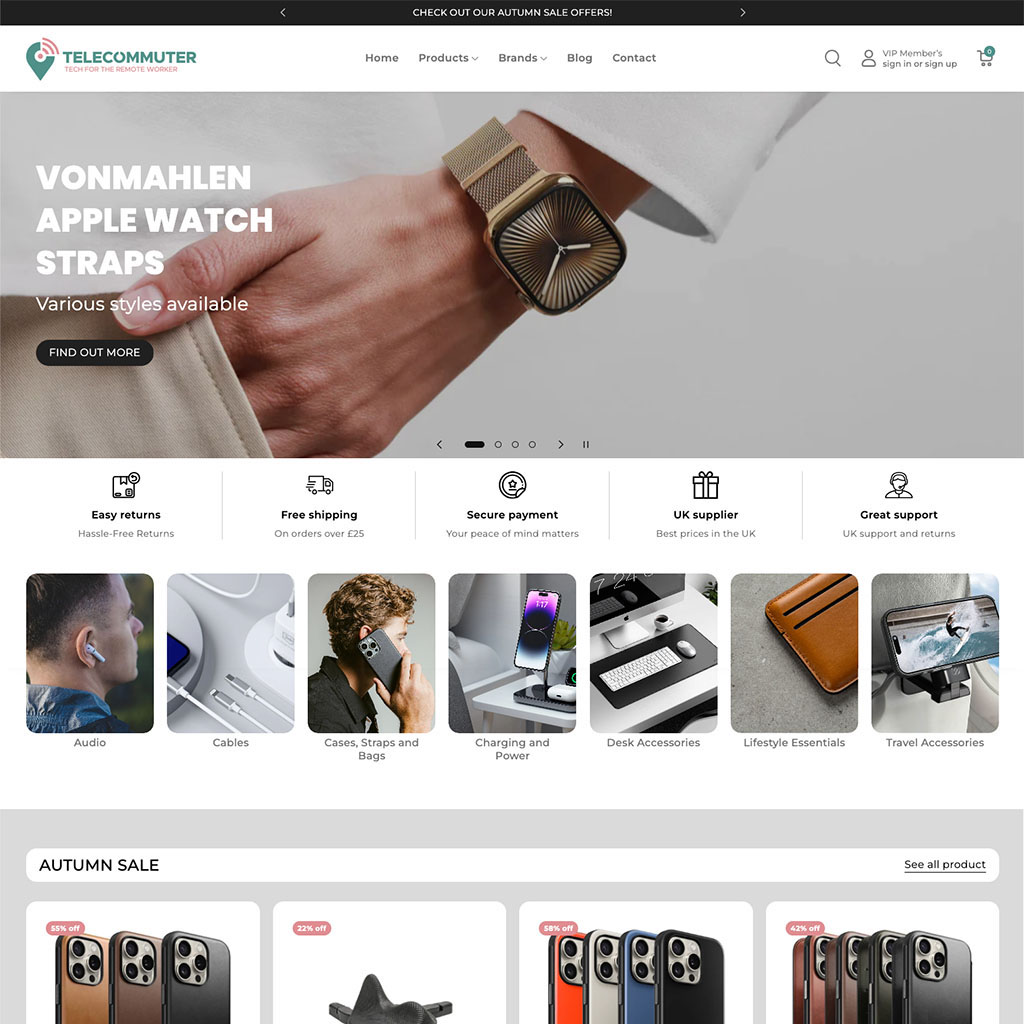 Shopify eCommerce website design for Telecommuter.co.uk